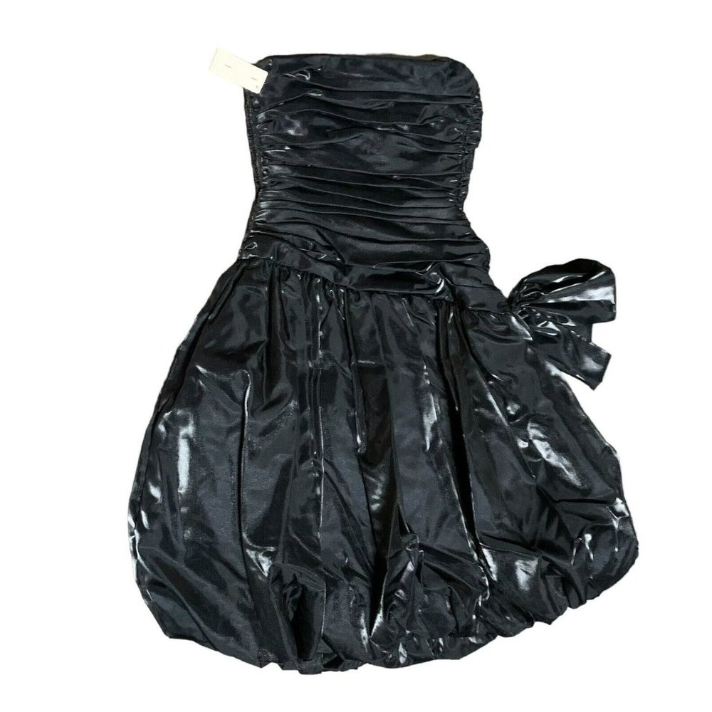 Vtg 90s black bubble skirt Cocktail dress New Years Holiday Formal Gothic BOW
